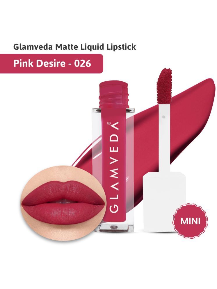     			Glamveda X Rashami Desai Matte Mini Liquid Lipstick, Barbie Pink shade (Pink Desire - 026) 1.2ml