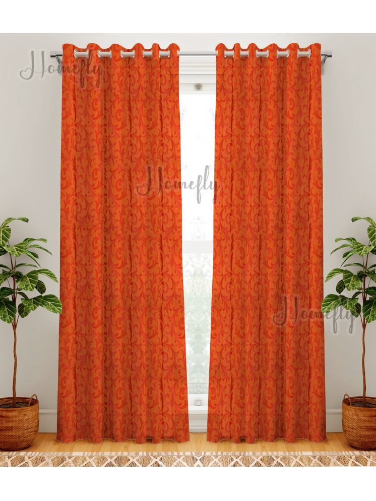     			HOMEFLY Nature Room Darkening Eyelet Curtain 5 ft ( Pack of 2 ) - Rust