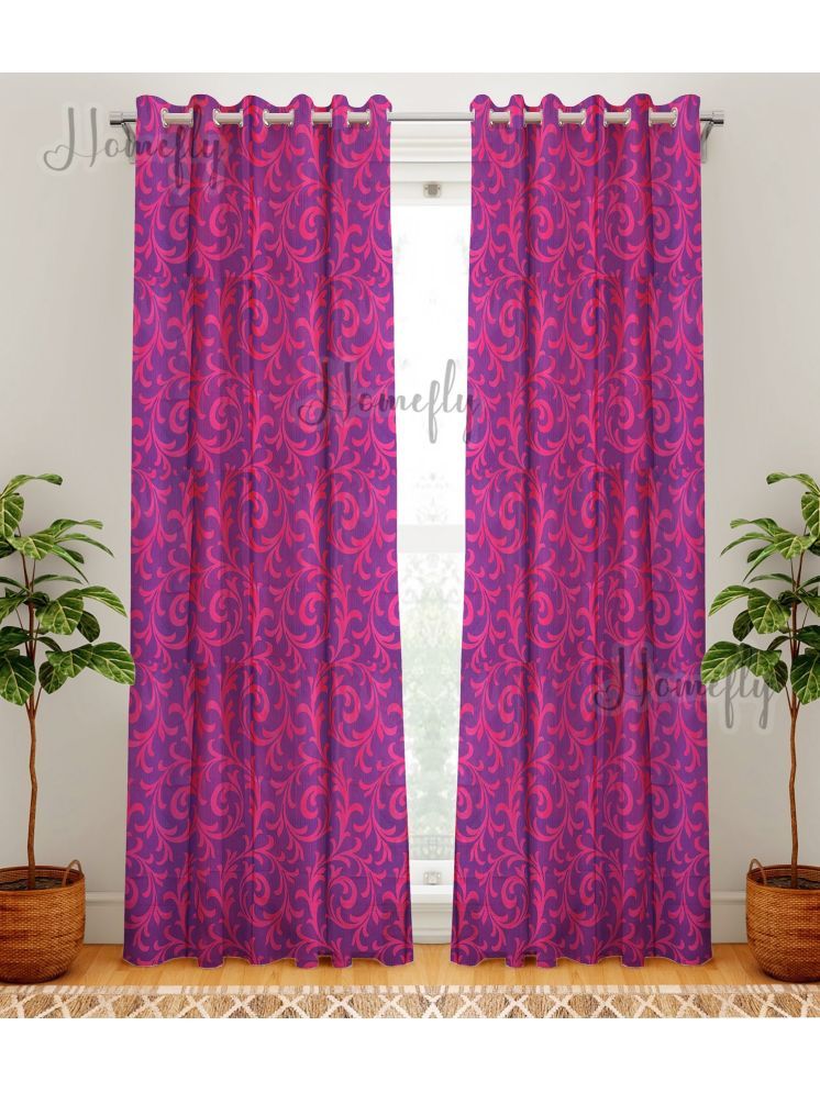     			HOMEFLY Nature Room Darkening Eyelet Curtain 5 ft ( Pack of 2 ) - Pink