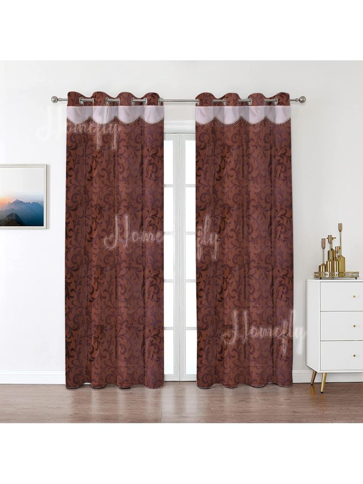     			HOMEFLY Nature Transparent Eyelet Curtain 5 ft ( Pack of 2 ) - Brown