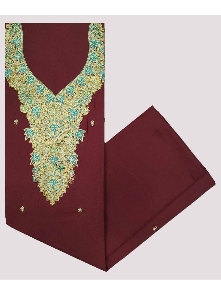     			KASHMIRI Unstitched Cotton Embroidered Dress Material - Maroon ( Pack of 1 )