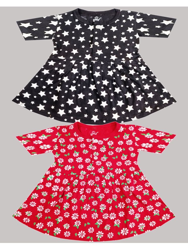     			KidzzCart Black & Pink Cotton Baby Girl Frock ( Pack of 2 )