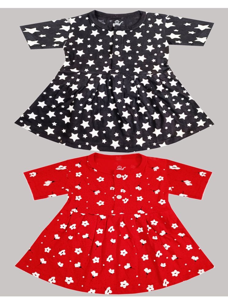     			KidzzCart Black & Red Cotton Baby Girl Frock ( Pack of 2 )