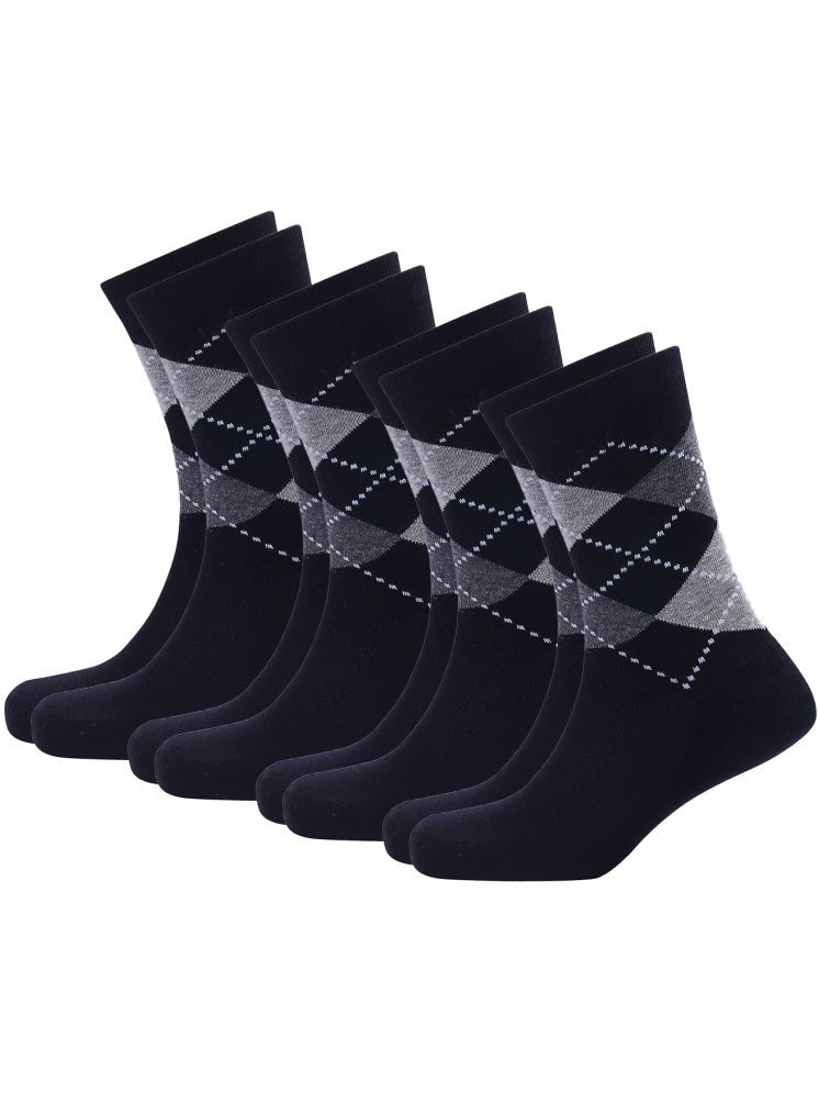     			PLIMA Cotton Men's Argyle Black Mid Length Socks ( Pack of 4 )