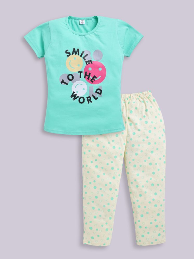     			Todd N Teen - Green Cotton Girls Top & Pyjama Set ( Pack of 1 )