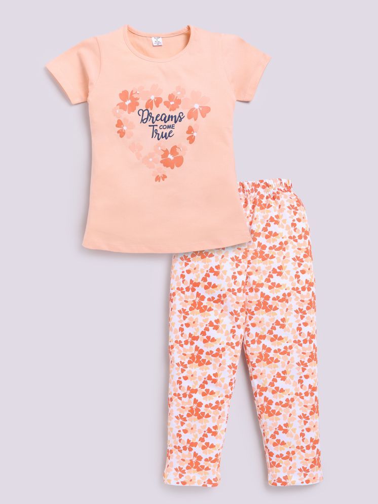     			Todd N Teen - Peach Cotton Girls Top & Pyjama Set ( Pack of 1 )