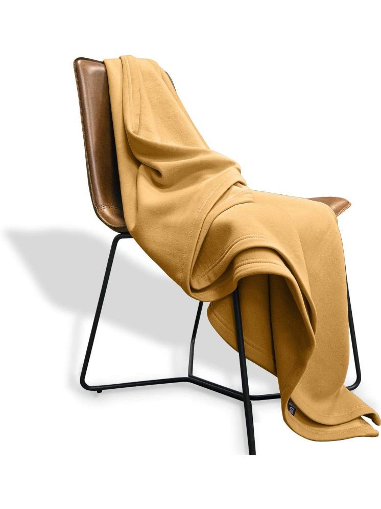     			UrbanArts Fleece Solid Single Bed Blanket ( 228 cm x 152 cm ) - Gold ( Pack of 1 )