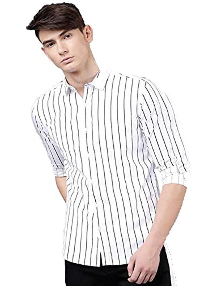     			Wristy 100% Cotton Regular Fit Striped Full Sleeves Men's Casual Shirt - White ( Pack of 1 )