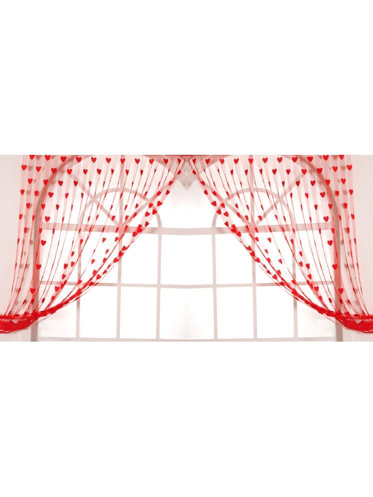     			gharsaaz Abstract Semi-Transparent Rod Pocket Curtain 6.5 ft ( Pack of 2 ) - Red