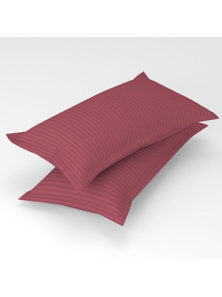     			gharsaaz - Pack of 2 Poly Cotton Vertical Striped Standard Size Pillow Cover ( 68.58 cm(27) x 43.18 cm(17) ) - Pink