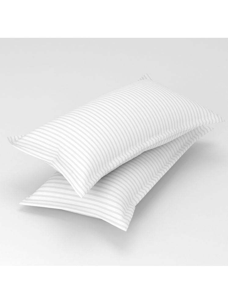     			gharsaaz - Pack of 2 Poly Cotton Vertical Striped Standard Size Pillow Cover ( 68.58 cm(27) x 43.18 cm(17) ) - White