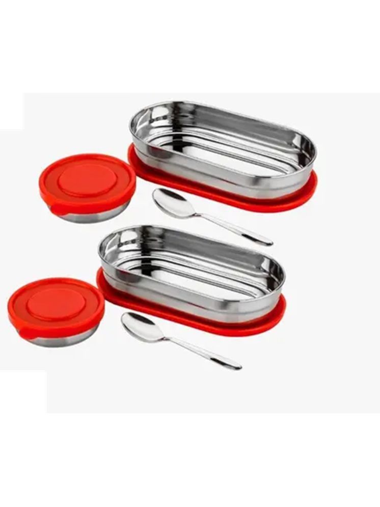     			iview kitchenware Scholl/College/Office Stainless Steel Lunch Box 4 - Container ( Pack of 2 )