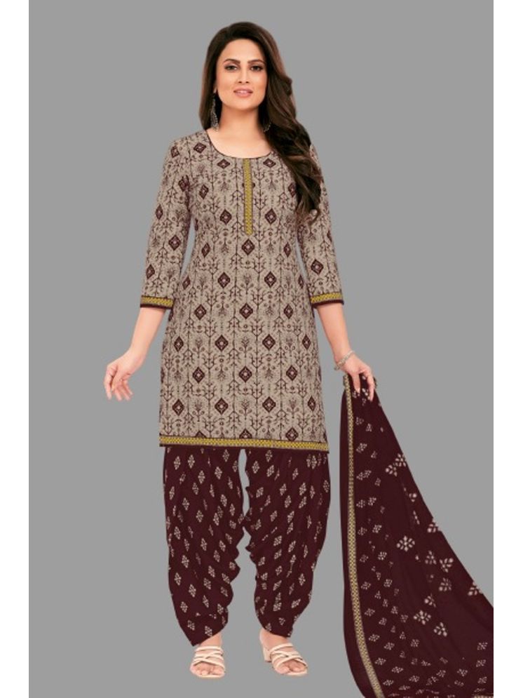     			shree jeenmata collection Unstitched Cotton Printed Dress Material - Light Grey ( Pack of 1 )