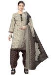 Rajnandini Cotton Blend Printed Kurti With Patiala Women's Stitched Salwar Suit - Grey ( Pack of 1 )