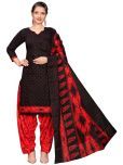 Rajnandini Cotton Blend Printed Kurti With Patiala Women's Stitched Salwar Suit - Black ( Pack of 1 )