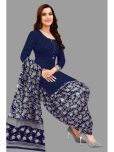 shree jeenmata collection Unstitched Cotton Printed Dress Material - Blue ( Pack of 1 )