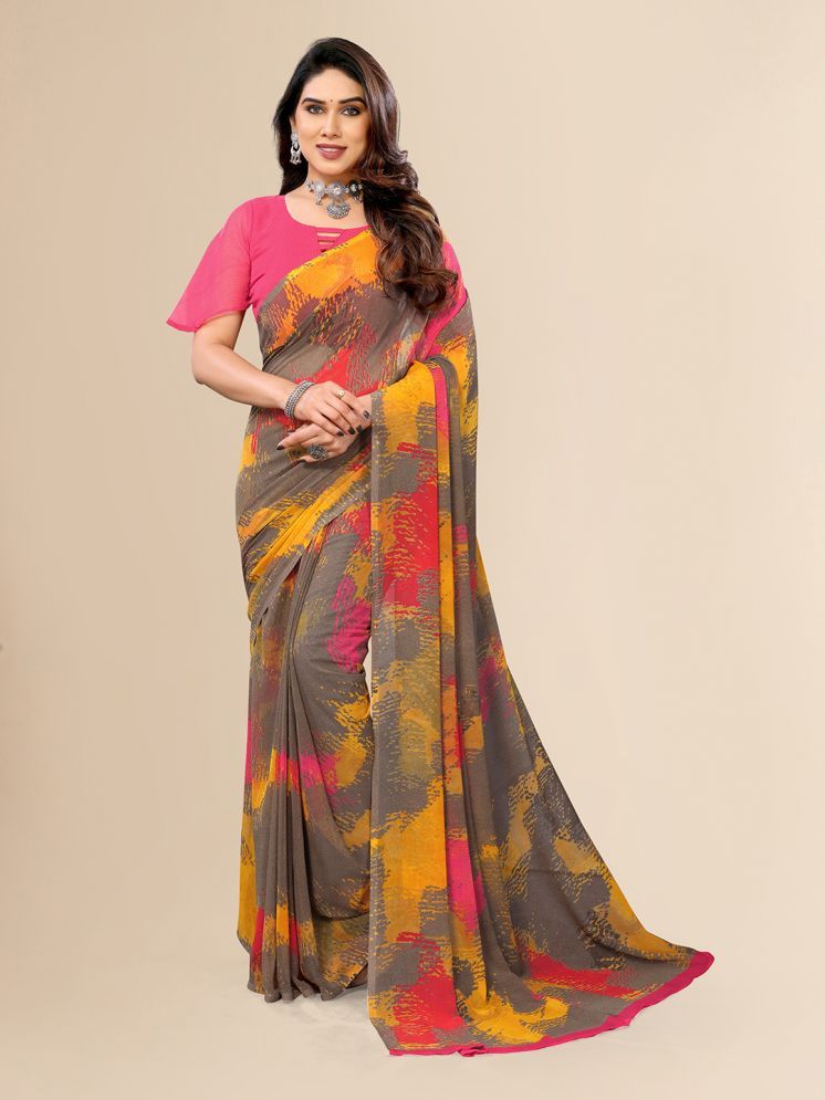     			ANAND SAREES Chiffon Printed Saree With Blouse Piece - Pink ( Pack of 1 )