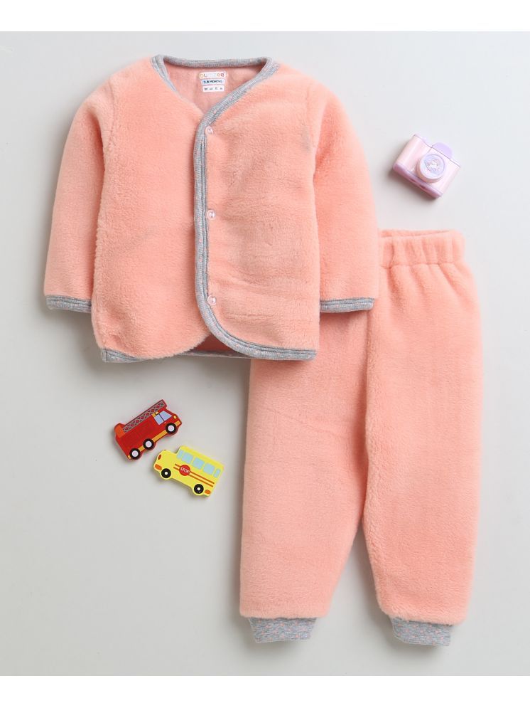     			BUMZEE Pack of 1 Baby Girls Faux Fur Sweatshirt & Jogger Set ( Peach )