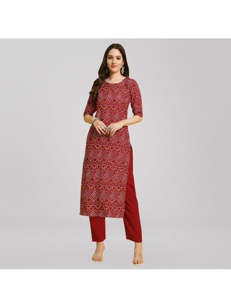     			Ethnic Basket Crepe Printed Kurti With Pants Women's Stitched Salwar Suit - Multicolor ( Pack of 1 )