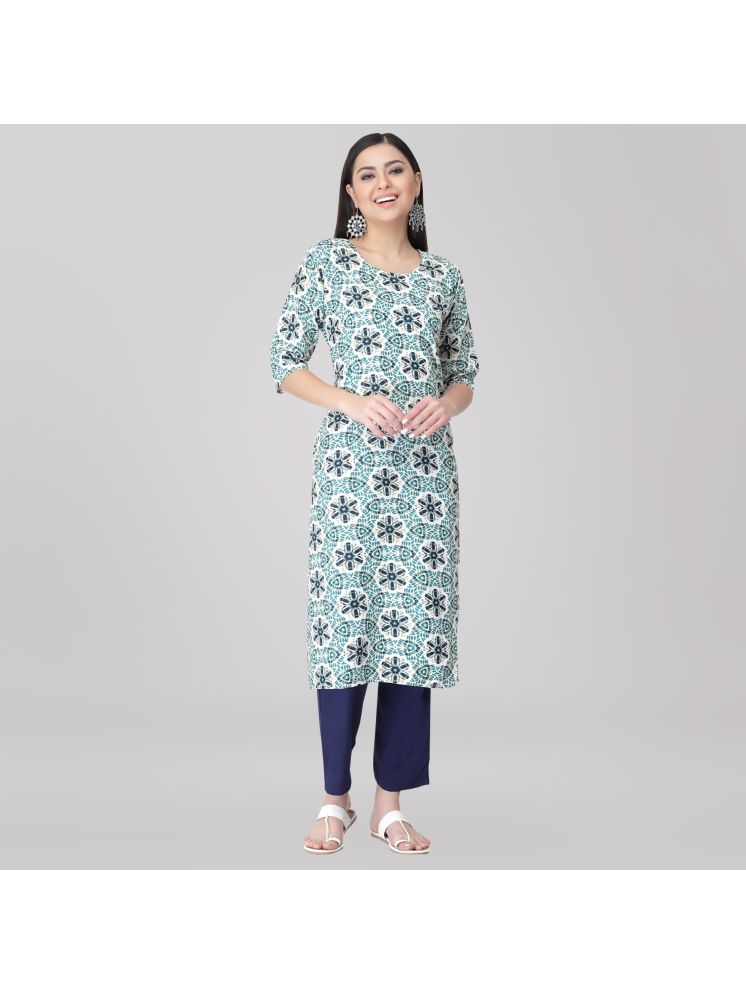     			Ethnic Basket Crepe Printed Kurti With Pants Women's Stitched Salwar Suit - Green ( Pack of 1 )