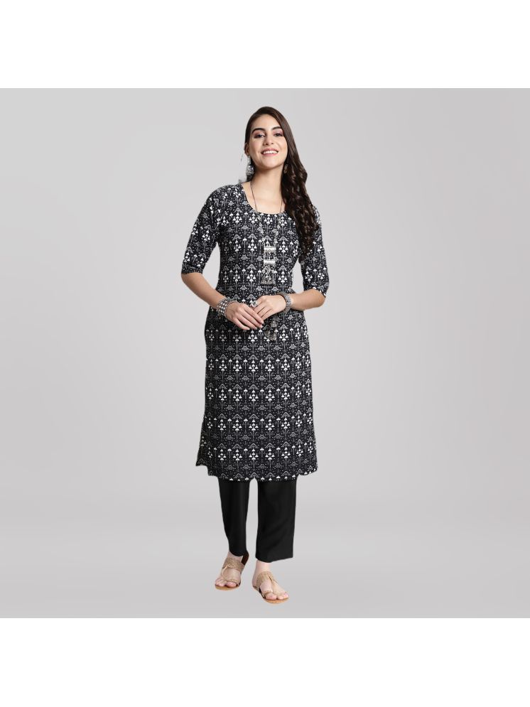     			Ethnic Basket Crepe Printed Kurti With Pants Women's Stitched Salwar Suit - Charcoal ( Pack of 1 )