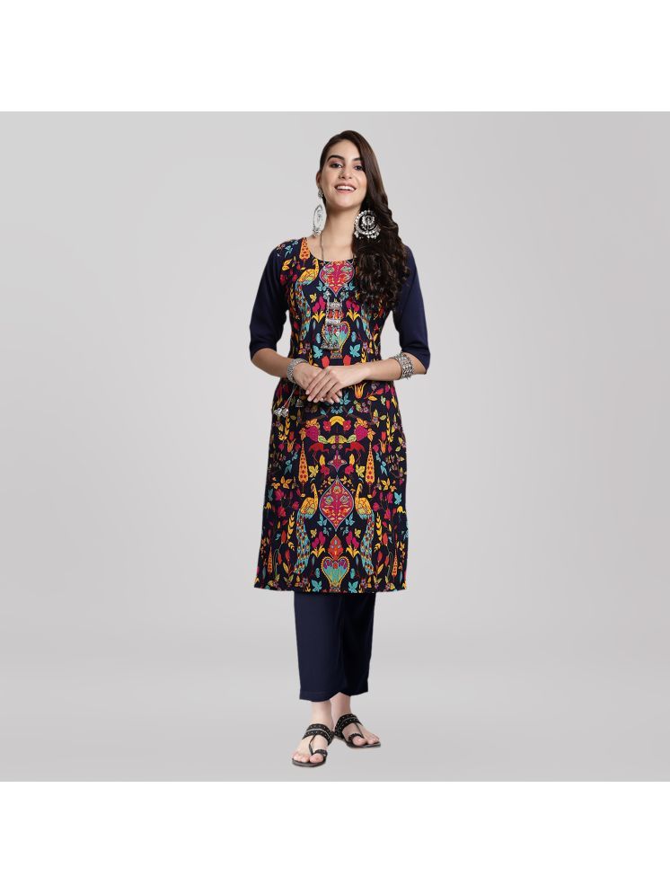     			Ethnic Basket Crepe Printed Kurti With Pants Women's Stitched Salwar Suit - Multicoloured ( Pack of 1 )