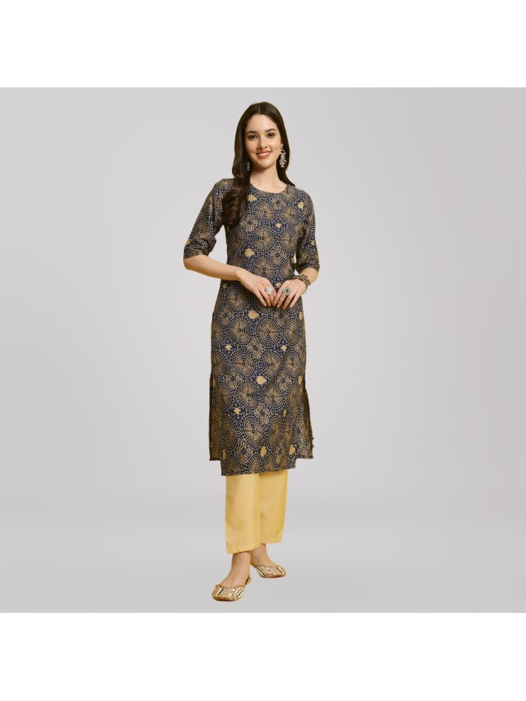     			Ethnic Basket Crepe Printed Kurti With Pants Women's Stitched Salwar Suit - Blue ( Pack of 1 )