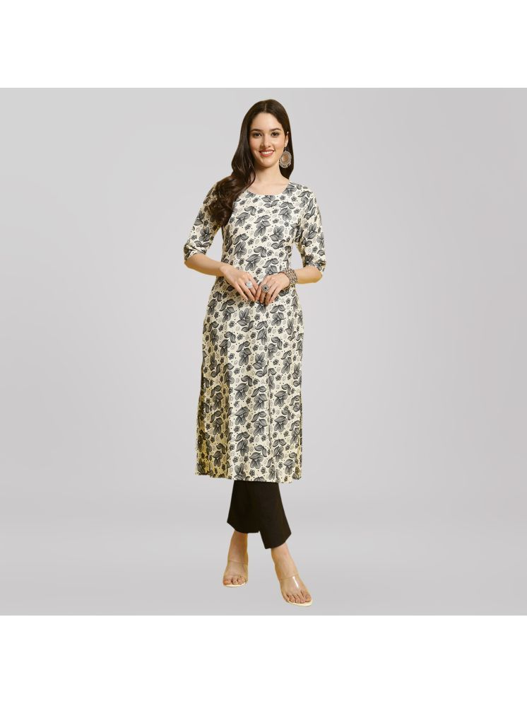     			Ethnic Basket Crepe Printed Kurti With Pants Women's Stitched Salwar Suit - Grey ( Pack of 1 )