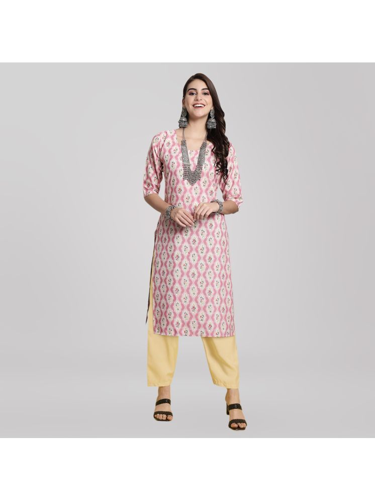     			Ethnic Basket Crepe Printed Kurti With Pants Women's Stitched Salwar Suit - Pink ( Pack of 1 )