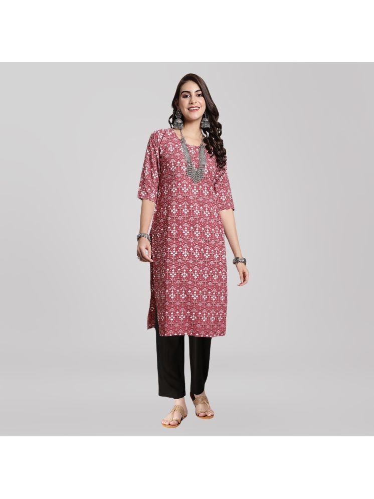     			Ethnic Basket Crepe Printed Kurti With Pants Women's Stitched Salwar Suit - Pink ( Pack of 1 )