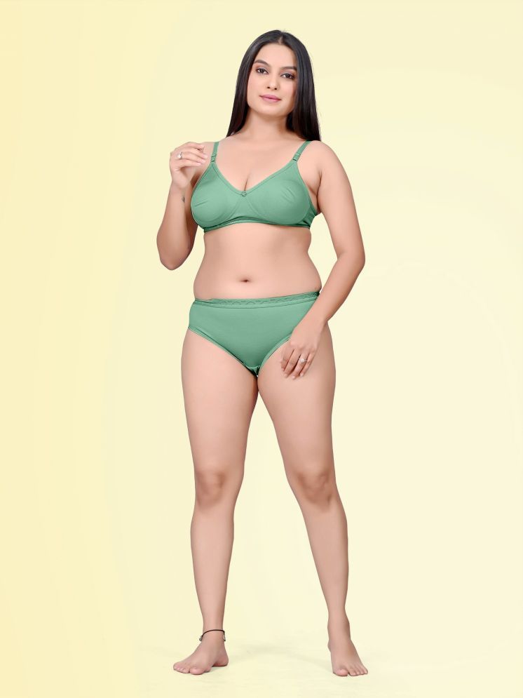     			HAYA Green Aleena Set D710 Cotton Women's Bra & Panty Set ( Pack of 1 )