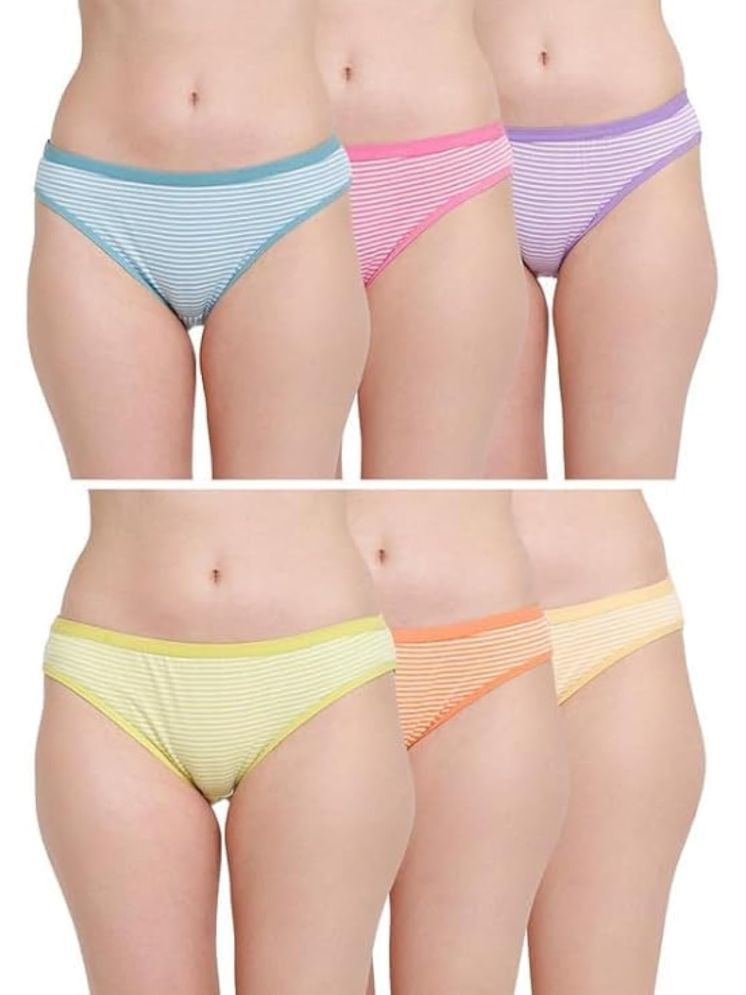     			ICONIC ME Pack of 6 Cotton Striped Women's Bikini ( Multicolor )