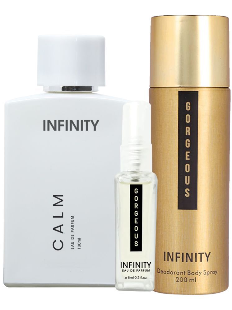     			Infinity Calm EDP Perfume 100ml, Gorgeous Deodorant 200ml, Gorgeous Pocket Perfume 8ml Pack of 3