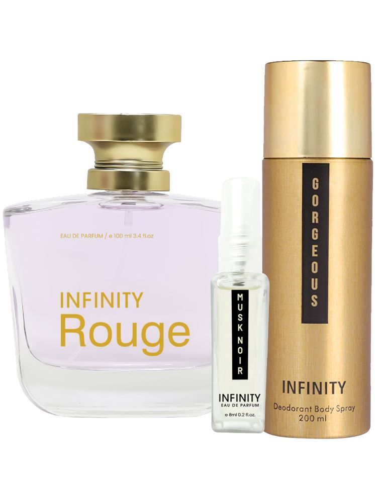     			Infinity Rouge EDP Perfume 100ml, Gorgeous Deodorant 200ml, Musk Noir Pocket Perfume 8ml Pack of 3