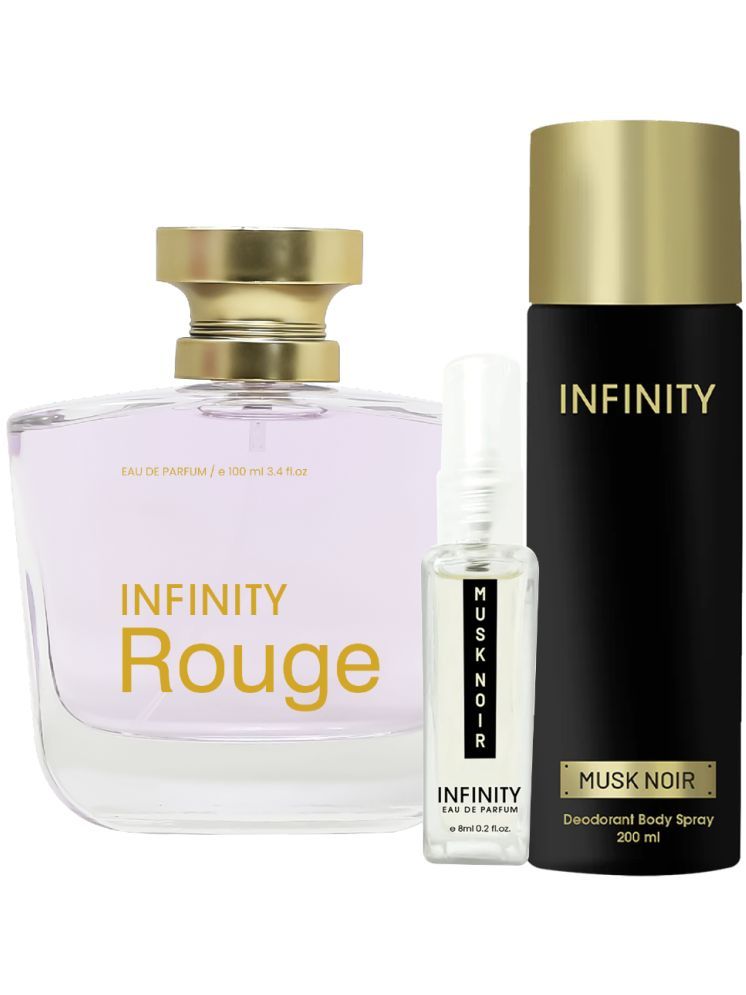     			Infinity Rouge EDP Perfume 100ml,Musk Noir Deodorant 200ml,Musk Noir Pocket Perfume 8ml Pack of 3