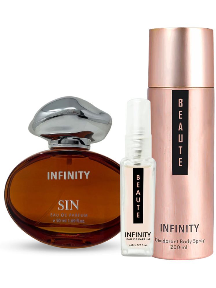     			Infinity Sin EDP Perfume 50ml, Beaute Deodorant 200ml, Beaute Pocket Perfume 8ml Pack of 3