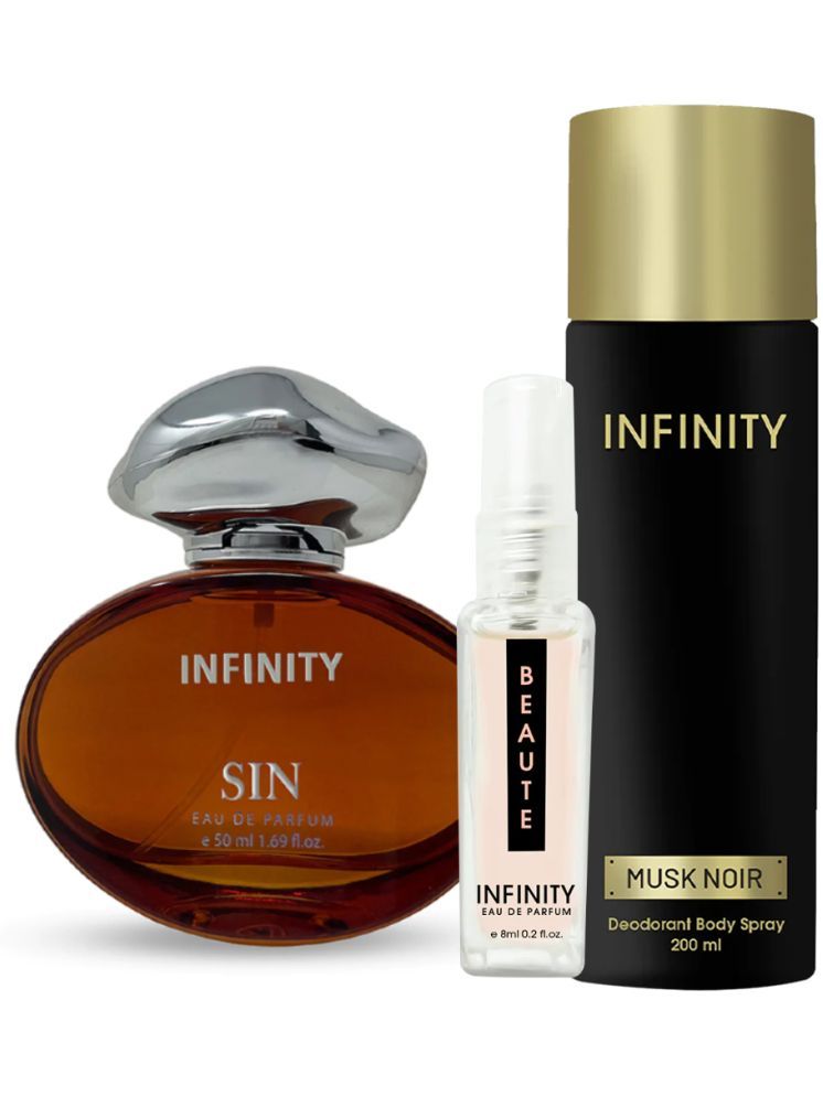     			Infinity Sin EDP Perfume 50ml, Musk Noir Deodorant 200ml, Beaute Pocket Perfume 8ml Pack of 3