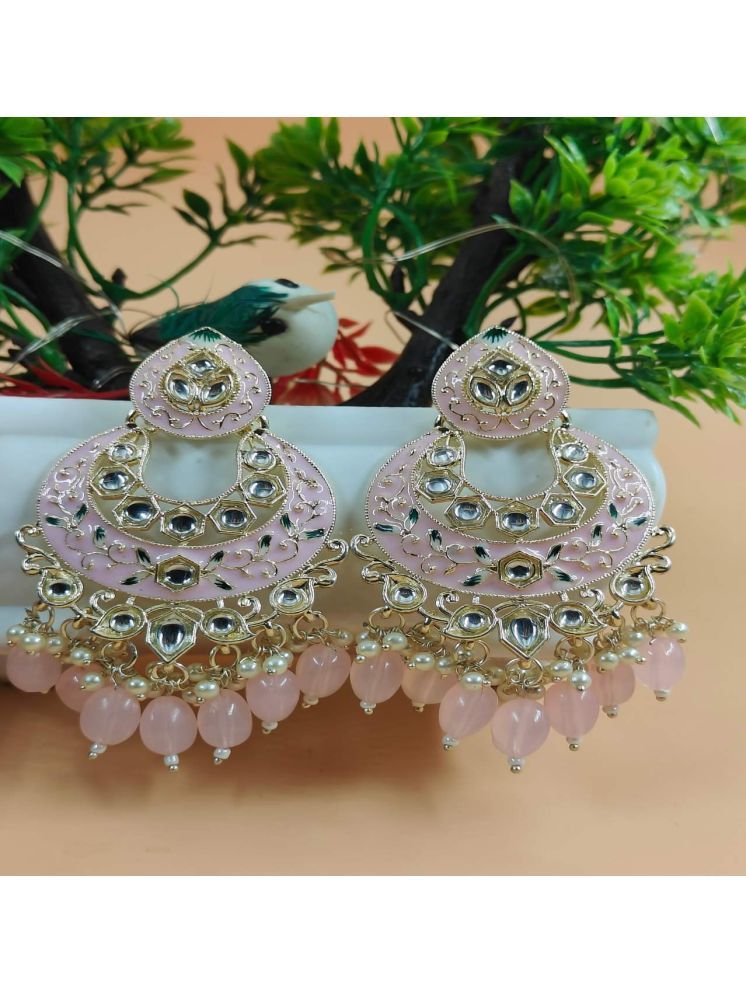     			Jiyanshi fashion Light Pink Chandbalis Earrings ( Pack of 1 )