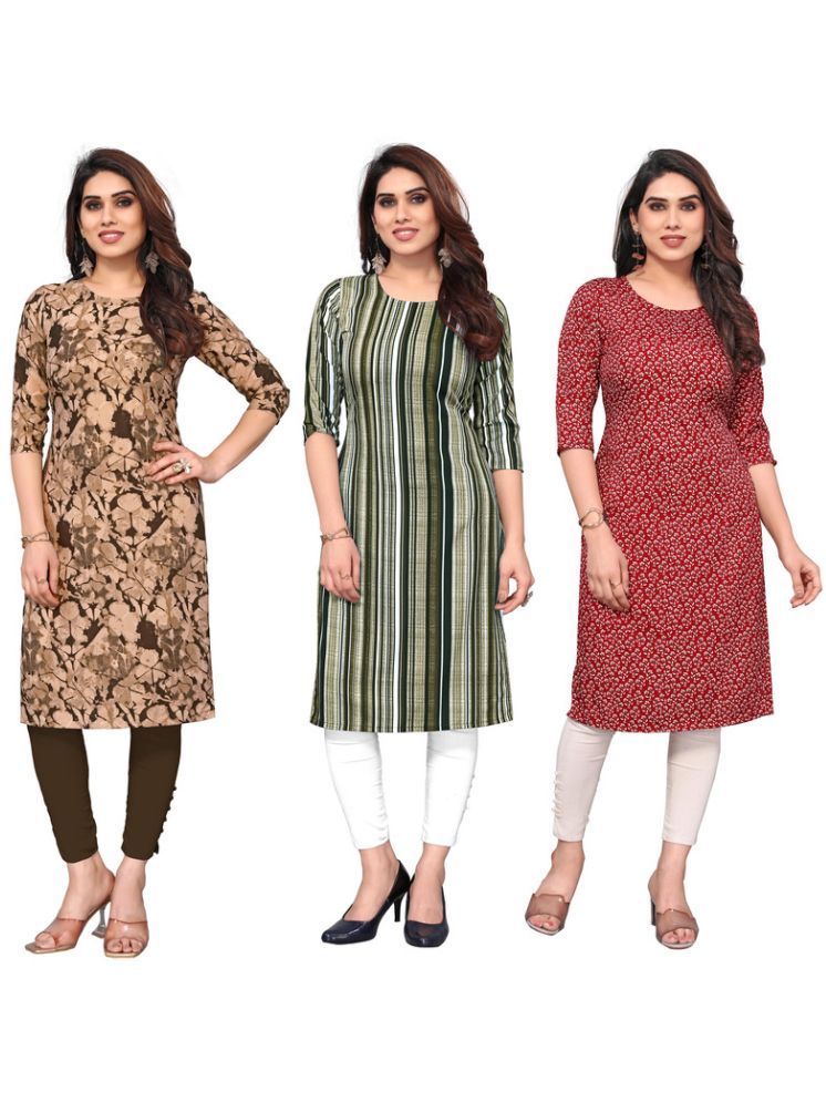     			KETAKI FASHION Crepe Striped Straight Women's Kurti - Multicolor3 ( Pack of 3 )