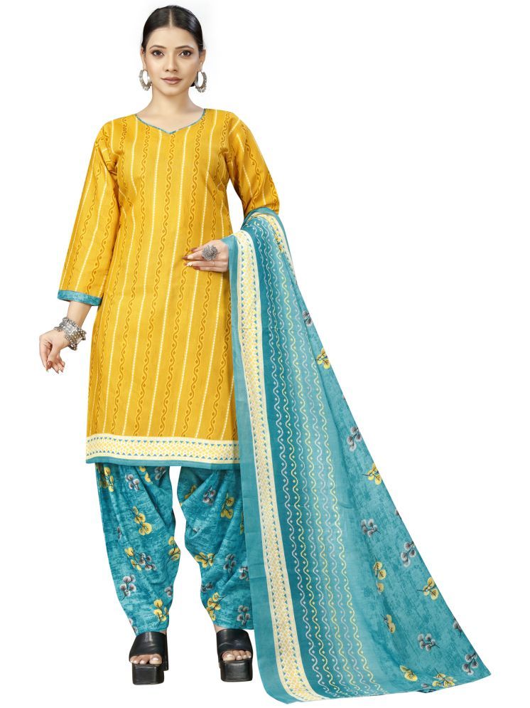     			Rajnandini Cotton Blend Printed Kurti With Patiala Women's Stitched Salwar Suit - Mustard ( Pack of 1 )