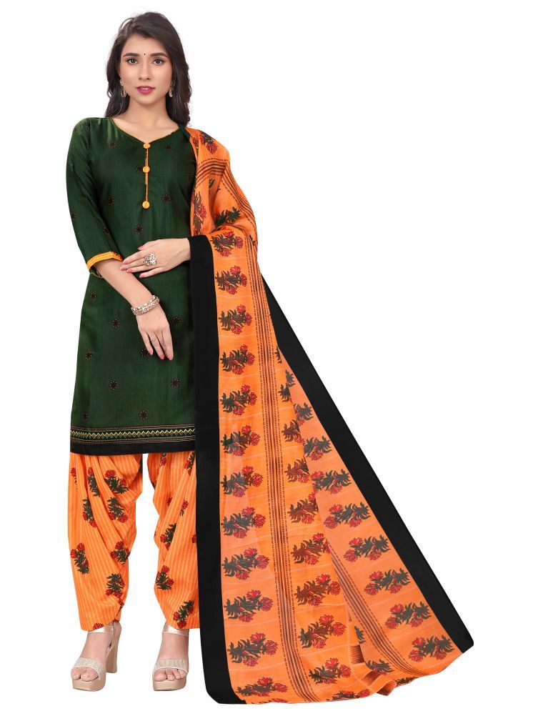     			Rajnandini Cotton Blend Printed Kurti With Patiala Women's Stitched Salwar Suit - Green ( Pack of 1 )