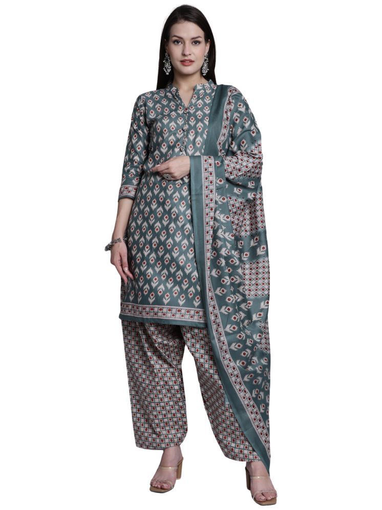     			Rajnandini Cotton Blend Printed Kurti With Patiala Women's Stitched Salwar Suit - Green ( Pack of 1 )