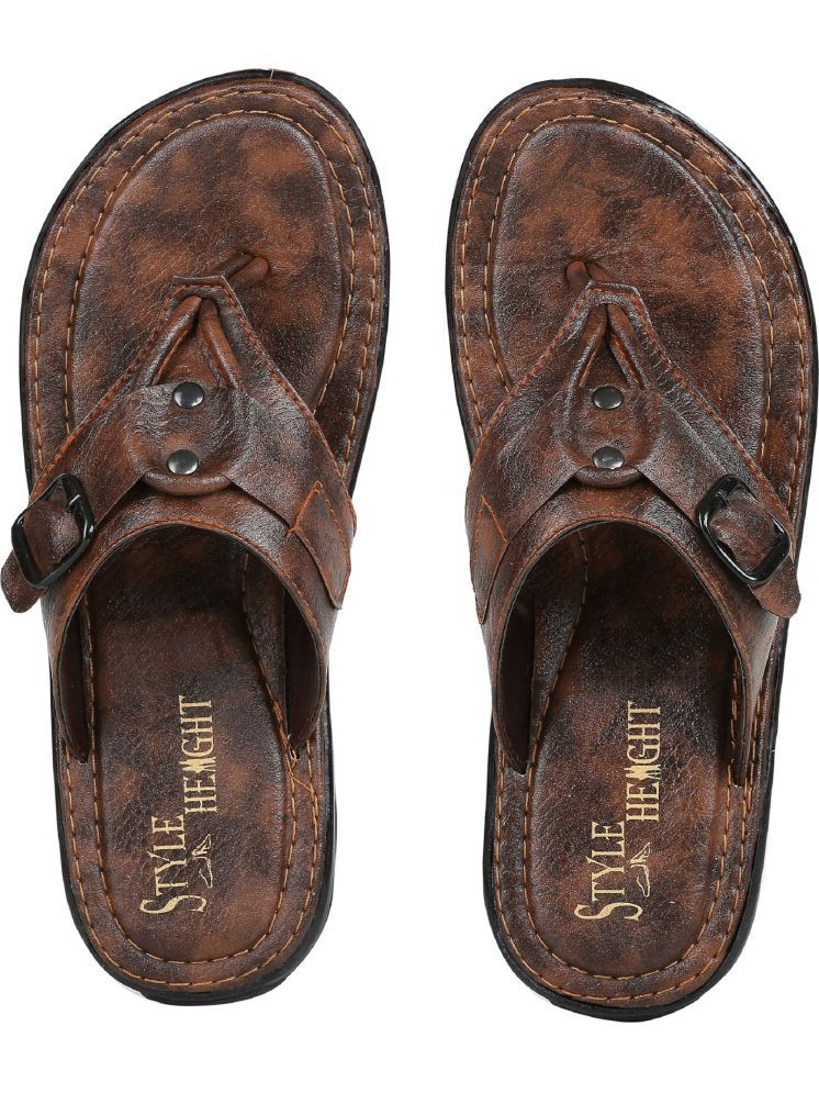     			Style Height Brown Men's Leather Slipper