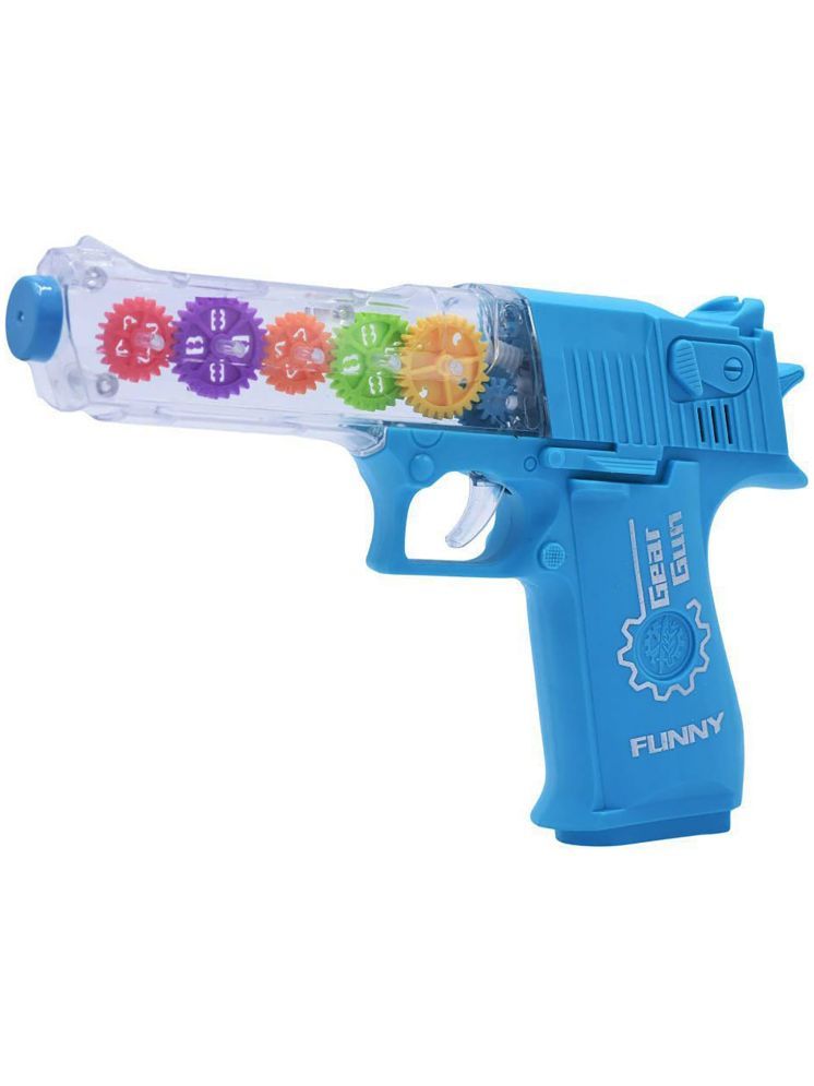     			TOY DEKHO Colourful Electric Gear Transparent Gun Toy Flashing Light & Sound Concept with Music Toys Pistol Kids for Indoor Outdoor Plastic Battery Operated With Multiple Colour Options