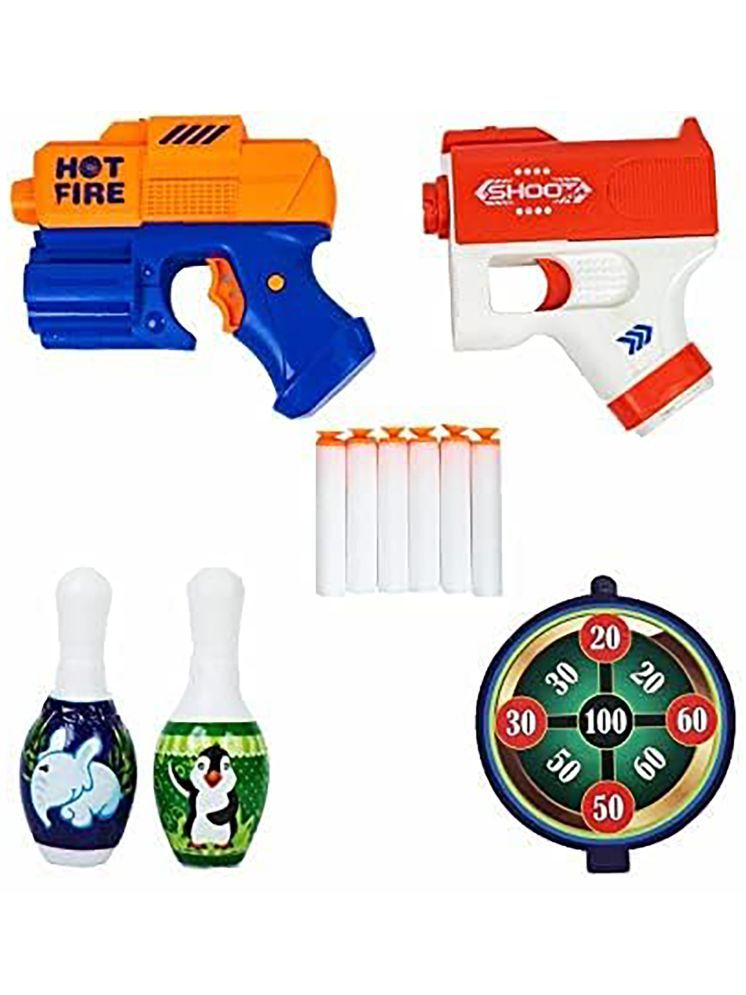     			TOY DEKHO  Twin  Soft  Shooting Bullet Gun TOY || Plastic Blaze Storm Manual Soft Suction Bullet Gun || Toy Fun Target Shooting Battle Fight Game For Kids 6 Foam Bullets, Set Of Two Guns For Kids Boys Girls 4+ years (Multicolor) Pack Of 2 Guns