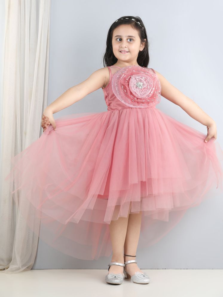     			Toy Balloon Kids Light Pink Net Girls Asymmetric Dress ( Pack of 1 )