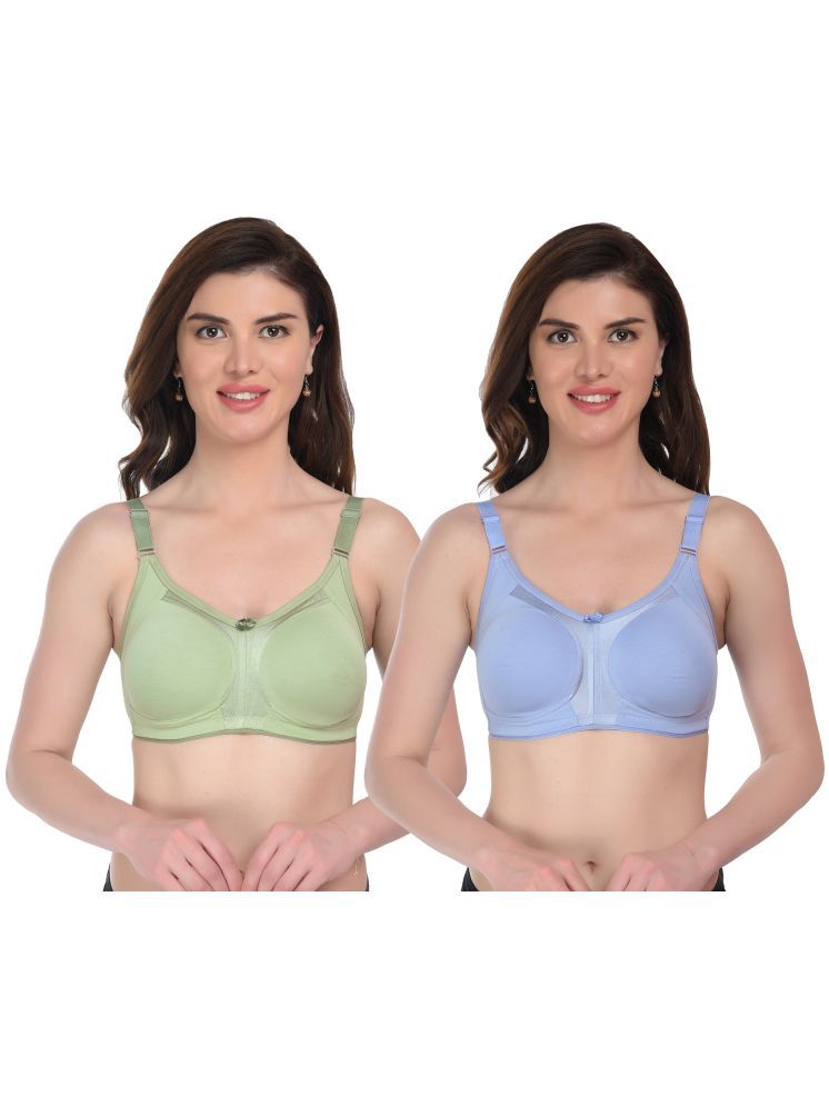     			Viral Girl Pack of 2 Lycra Non Padded Women's T-Shirt Bra ( Green ) VM-RIVA-PISTA-SKYBLUE