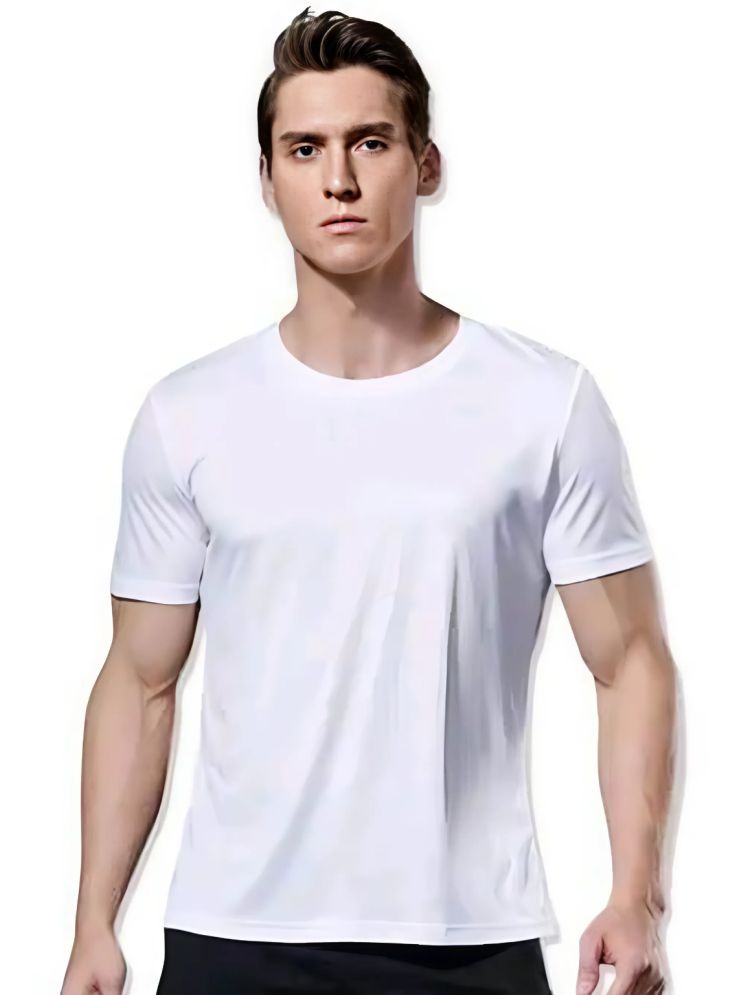     			Whyme Fashion Polyester Regular Fit Solid Half Sleeves Men's Round T-Shirt - White ( Pack of 1 )