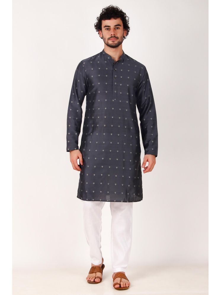     			koshin Grey Silk Men's Regular Kurta ( Pack of 1 )