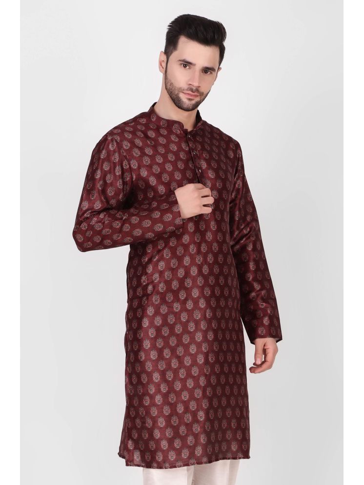     			koshin Maroon Silk Men's Regular Kurta ( Pack of 1 )